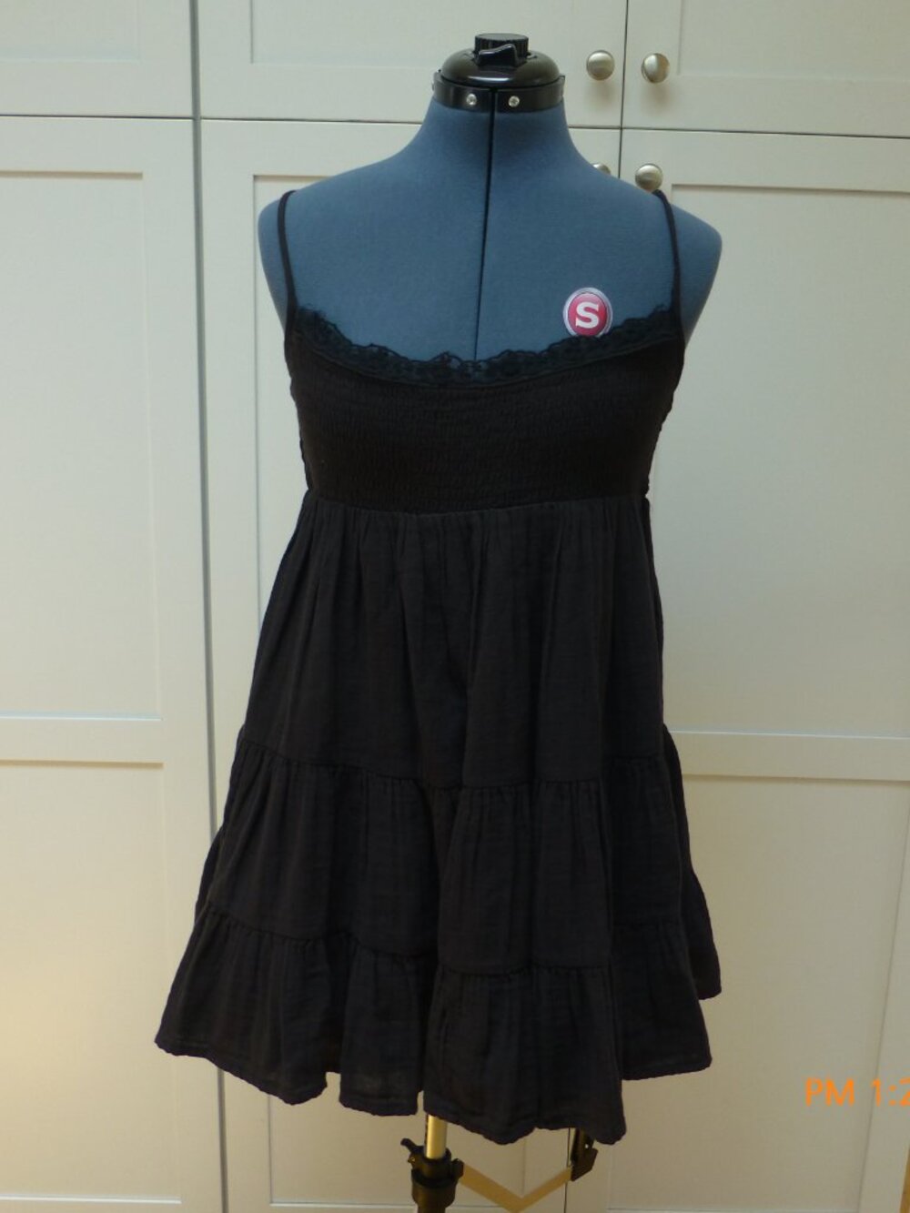 ZARA Black Baby Doll Tiered Short dress Lace Trim Spaghetti Straps size M NWT